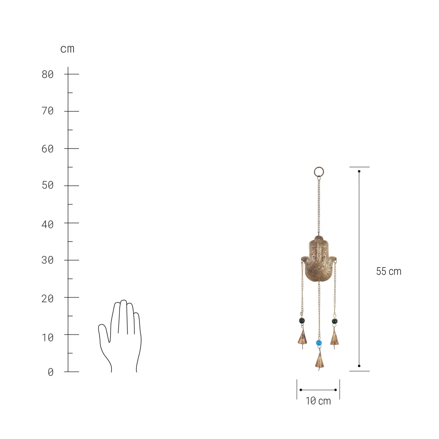 Hängedekoration "Fatimas Hand" Länge 55cm BALI In Gold 3 Hängedekoration "Fatimas Hand" Länge 55cm BALI In Gold - Image 3