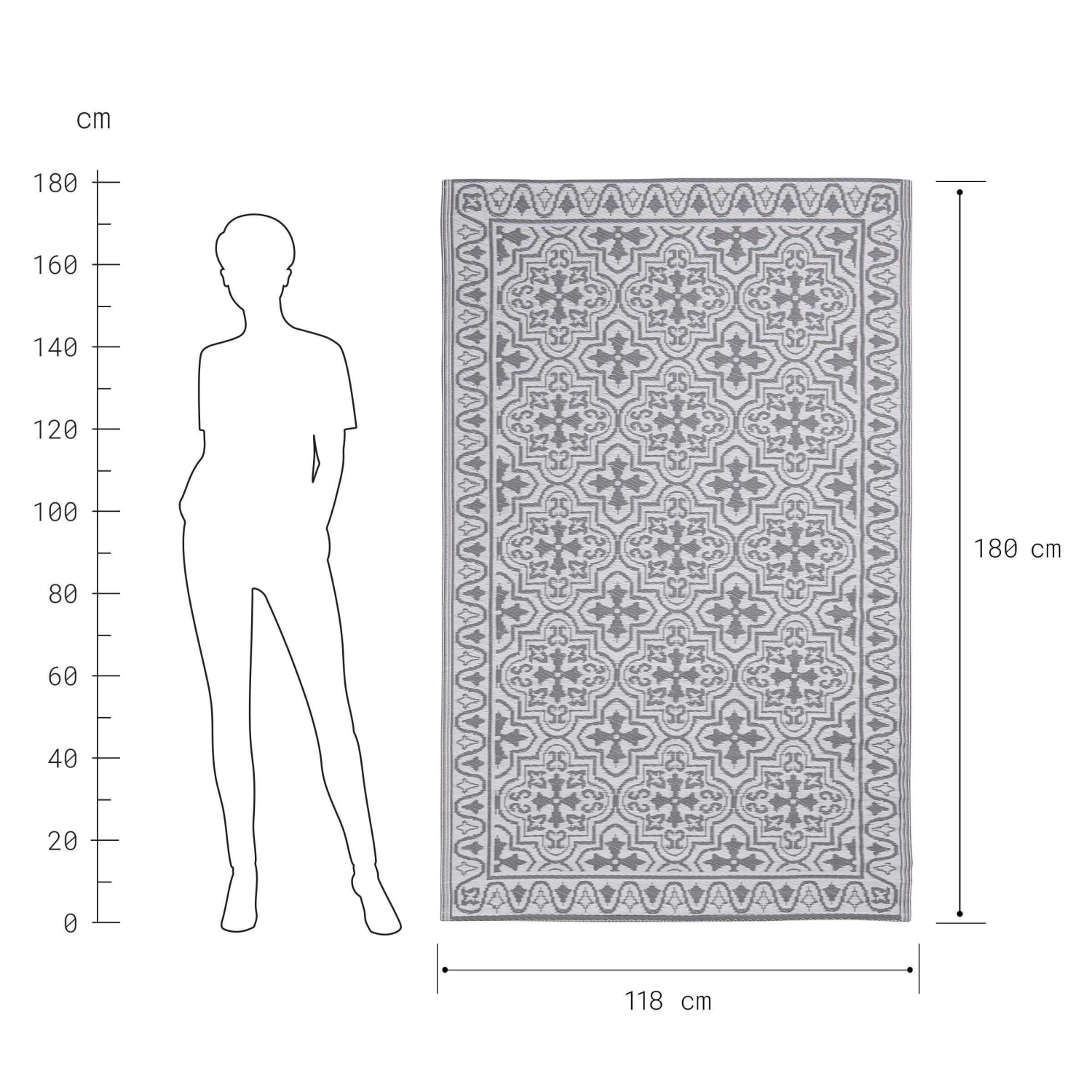 In- & Outdoor-Teppich Kacheln L 180 X B 118cm COLOUR CLASH In Grau-Weiß 3 In- & Outdoor-Teppich Kacheln L 180 X B 118cm COLOUR CLASH In Grau-Weiß - Image 3