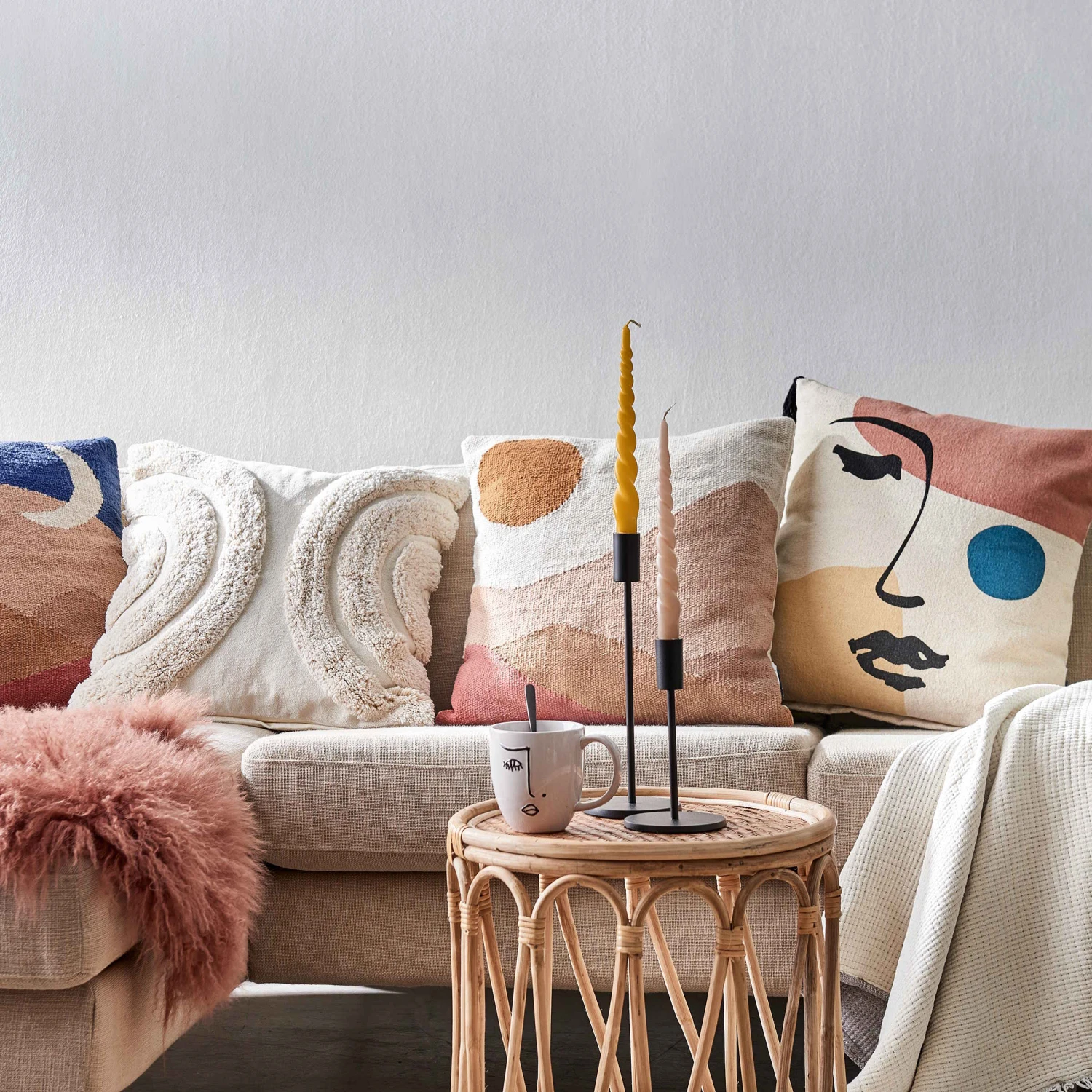 Kissen Line Art L 50 X B 50cm MOOD INDIGO In Bunt 2 Kissen Line Art L 50 X B 50cm MOOD INDIGO In Bunt - Image 2