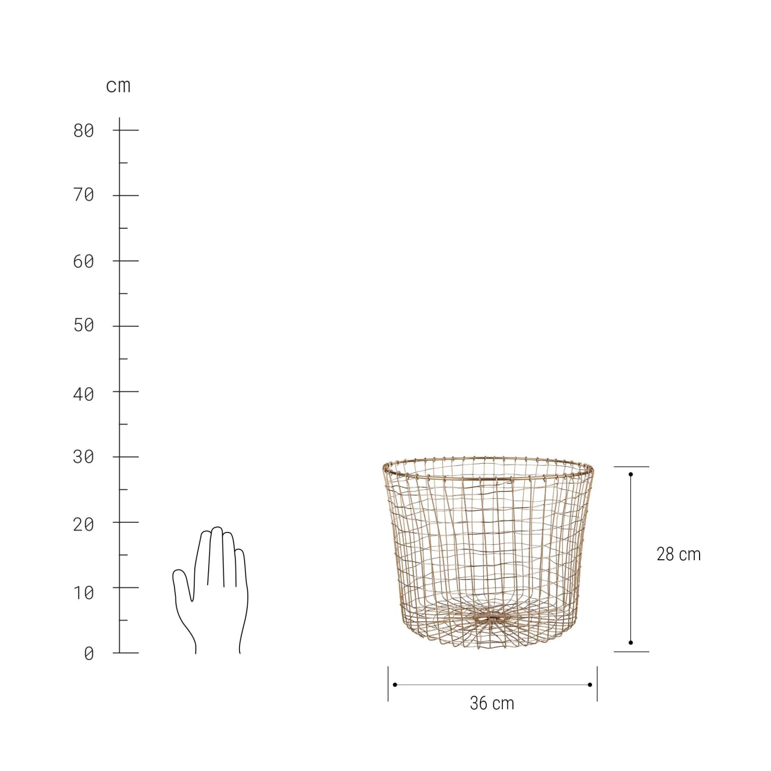 Korb Rund Ø36cm GRID In Gold 2 Korb Rund Ø36cm GRID In Gold - Image 2