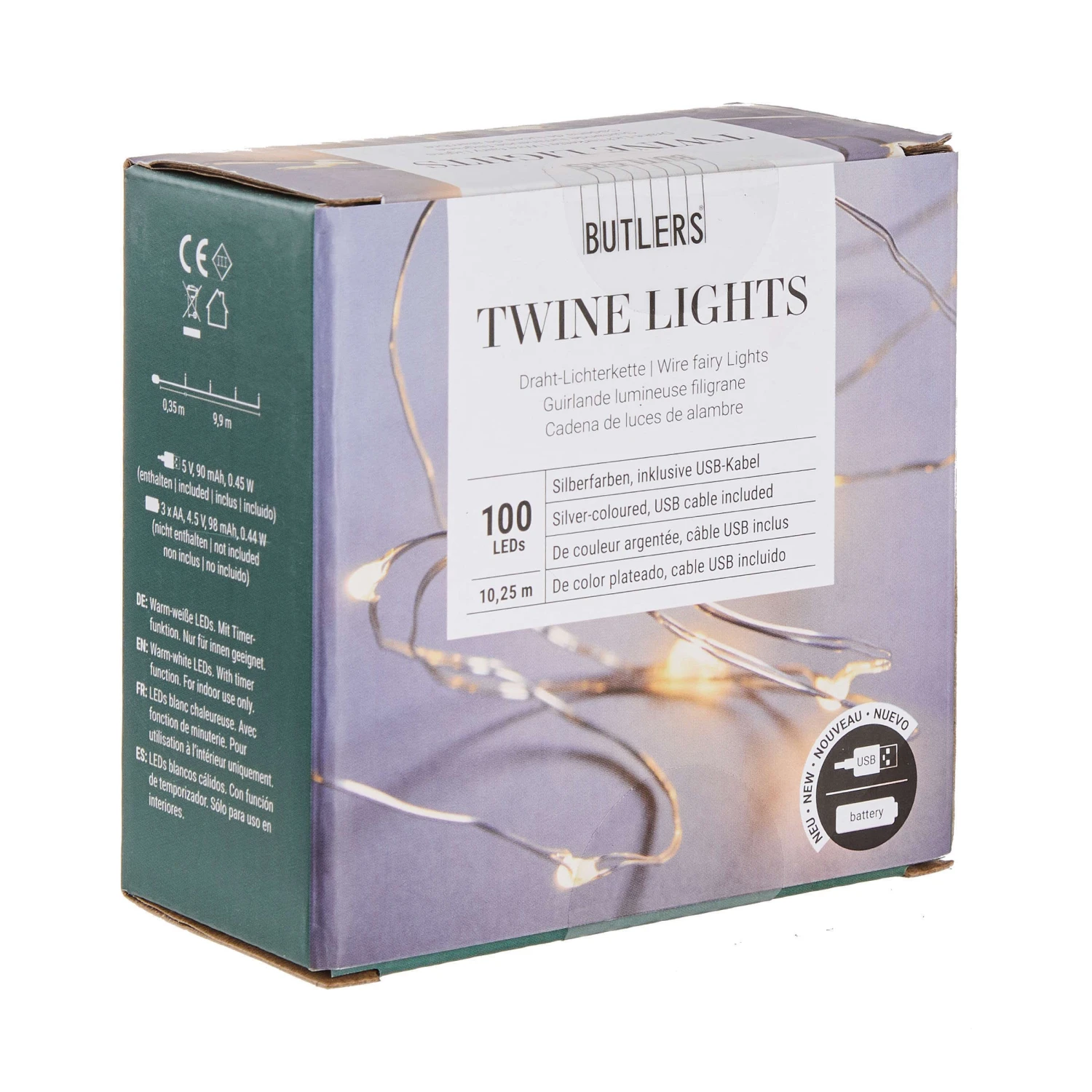 LED Lichterkette 100 Lichter Mit USB-Batteriefach TWINE LIGHTS In Silber 3 LED Lichterkette 100 Lichter Mit USB-Batteriefach TWINE LIGHTS In Silber - Image 3