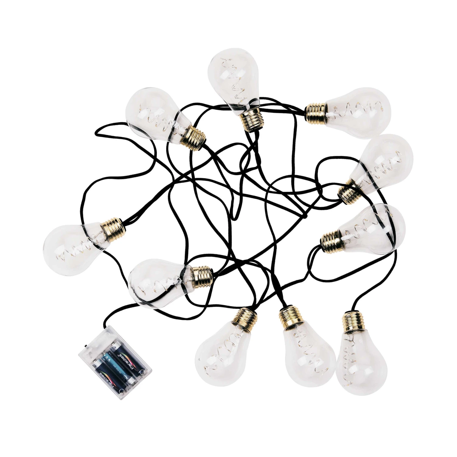 LED Lichterkette Mit Naturseil 10 Lichter, Batteriebetrieben BULB LIGHTS In Schwarz 3 LED Lichterkette Mit Naturseil 10 Lichter, Batteriebetrieben BULB LIGHTS In Schwarz - Image 3