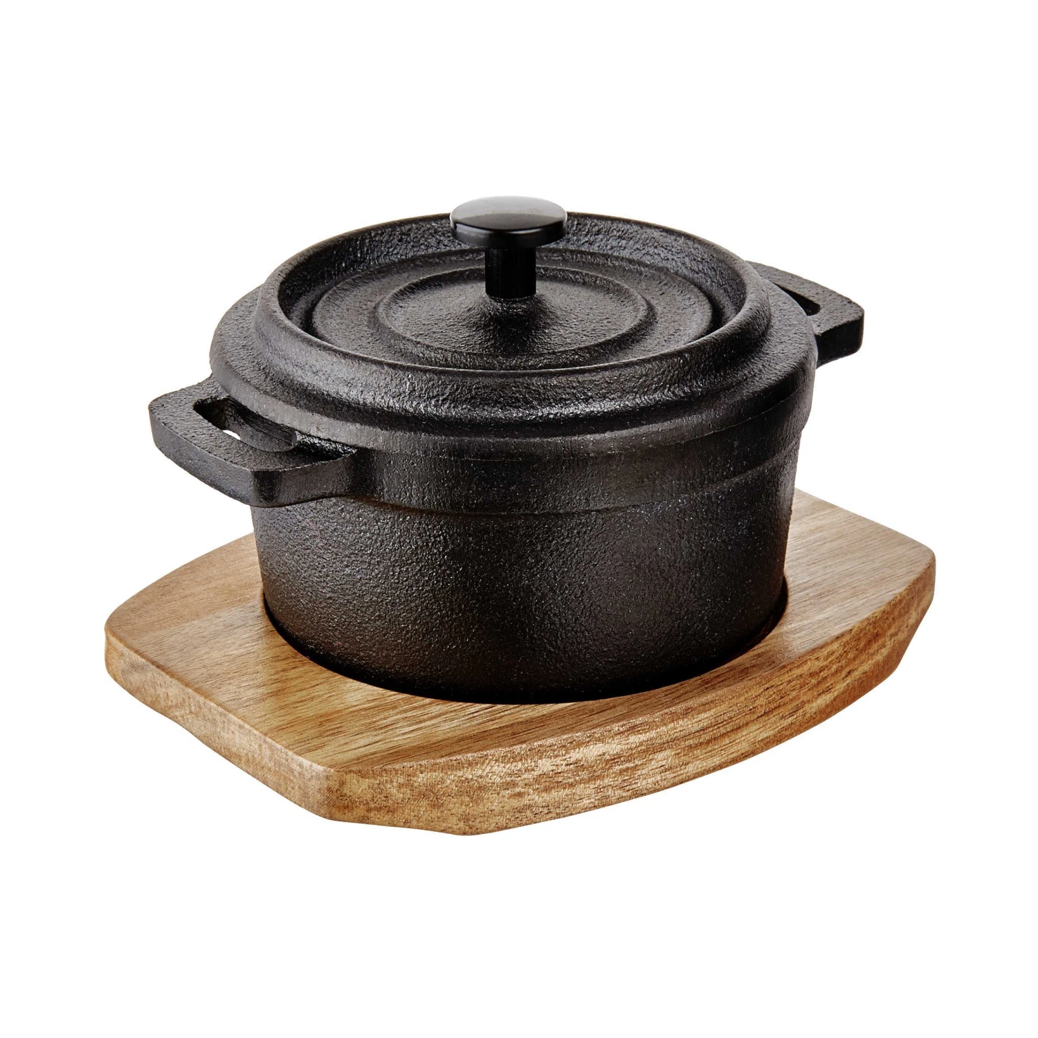 Mini-Serviertopf Mit Holzuntersetzer L 14 X B 11cm HOT IRON In Schwarz 4 Mini-Serviertopf Mit Holzuntersetzer L 14 X B 11cm HOT IRON In Schwarz - Image 4