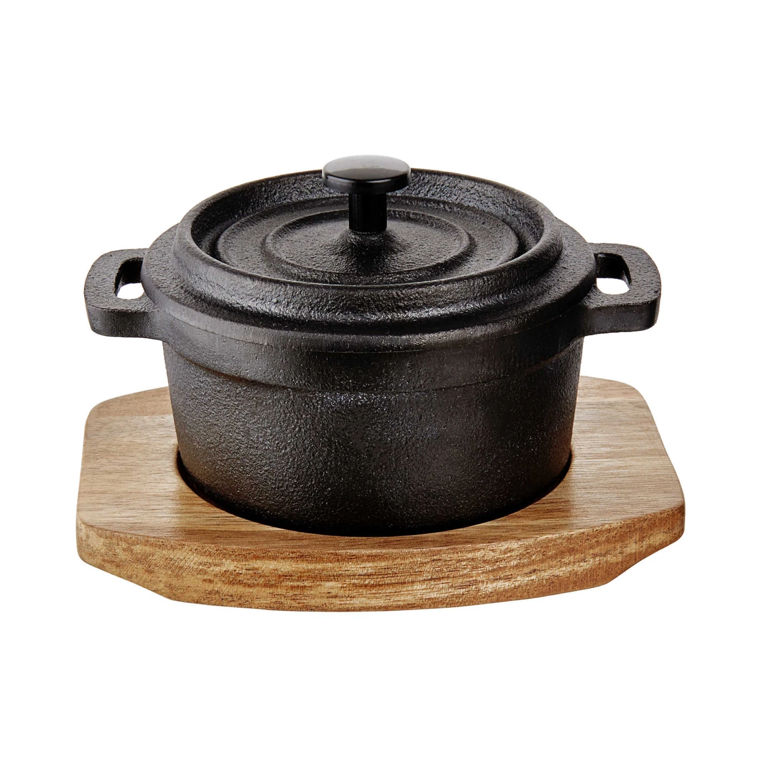 Mini-Serviertopf Mit Holzuntersetzer L 14 X B 11cm HOT IRON In Schwarz 1 Mini-Serviertopf Mit Holzuntersetzer L 14 X B 11cm HOT IRON In Schwarz