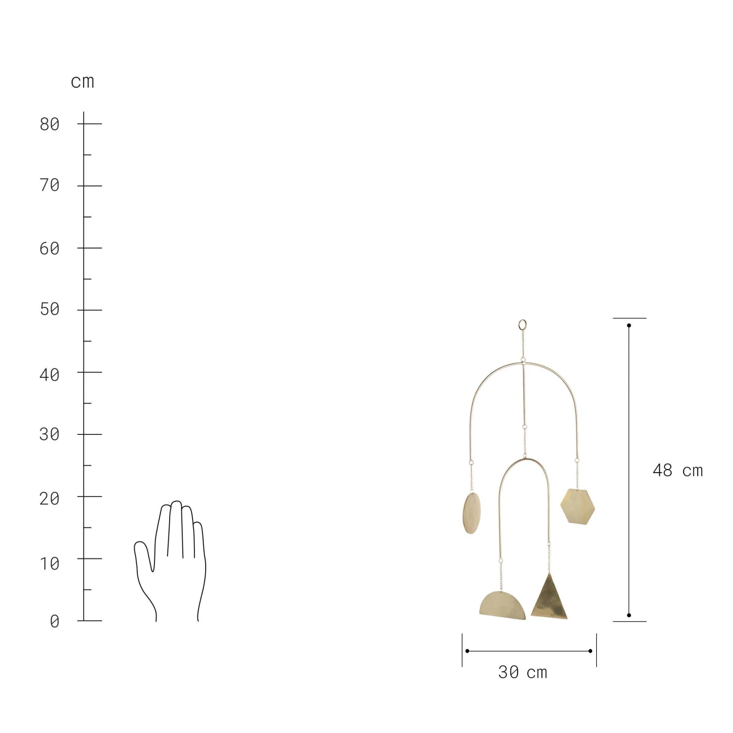 Mobile 4 Ornamente Länge 48cm PEACEFUL HOME In Gold 3 Mobile 4 Ornamente Länge 48cm PEACEFUL HOME In Gold - Image 3