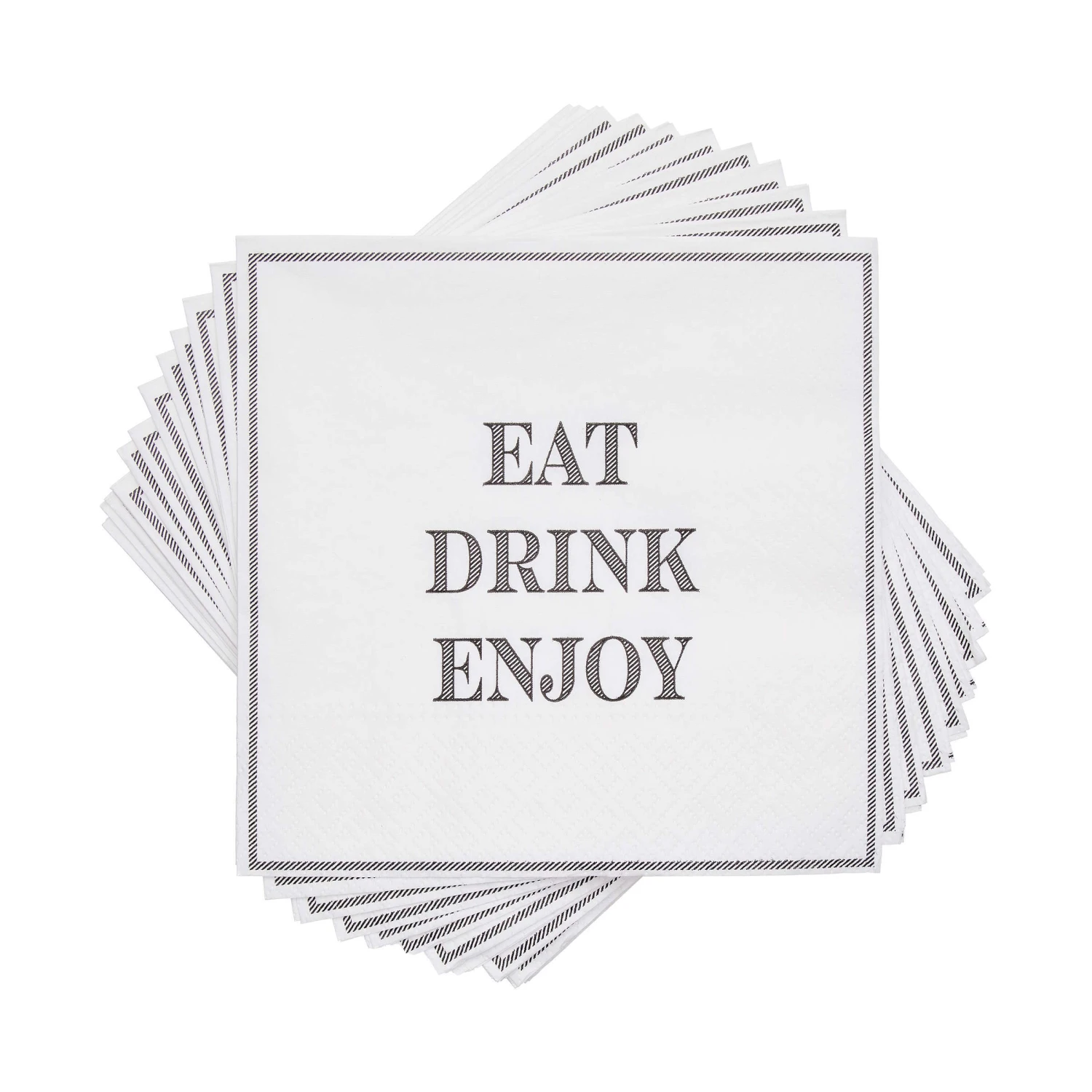 Papierserviette Eat Drink Enjoy 20 Stück APRÈS In Weiß-Schwarz 1 Papierserviette Eat Drink Enjoy 20 Stück APRÈS In Weiß-Schwarz