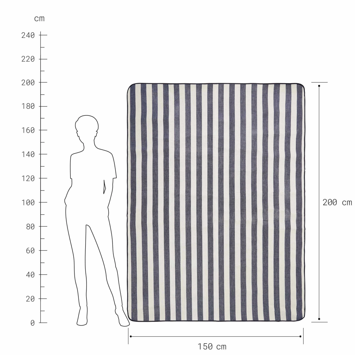 Picknickdecke Streifen L 150 X B 200cm WANDERLUST In Creme-Blau 4 Picknickdecke Streifen L 150 X B 200cm WANDERLUST In Creme-Blau - Image 4