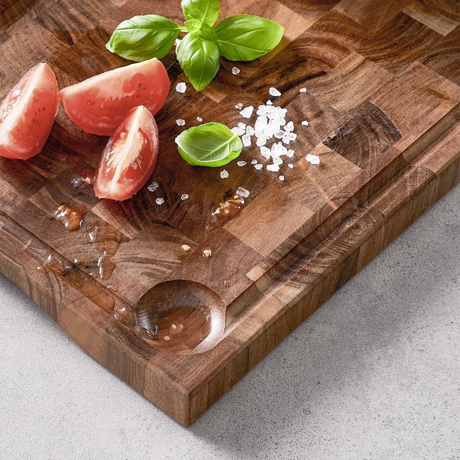 Schneidebrett Mit Saftrille Und Intarsien L 50 X B 27cm ACACIA In Braun 10 Schneidebrett Mit Saftrille Und Intarsien L 50 X B 27cm ACACIA In Braun - Image 10