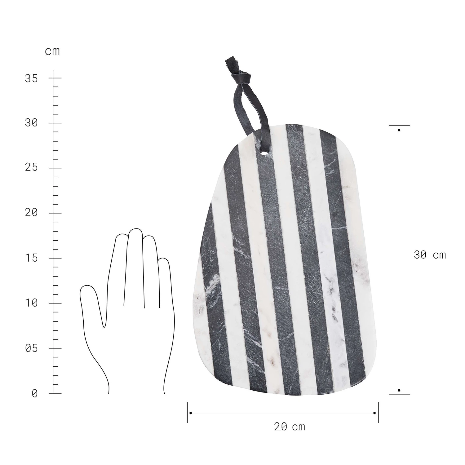 Schneidebrett Organisch Marmor L 30 X B 20cm MARBLE In Schwarz-Weiß 3 Schneidebrett Organisch Marmor L 30 X B 20cm MARBLE In Schwarz-Weiß - Image 3