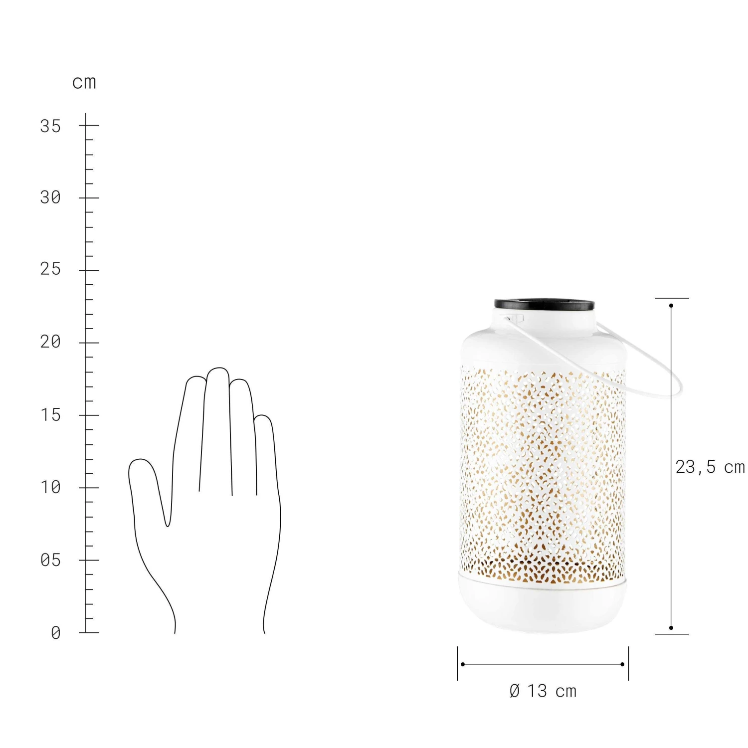 Solar-Laterne H 24cm SOLANA In Weiß-Gold 2 Solar-Laterne H 24cm SOLANA In Weiß-Gold - Image 2