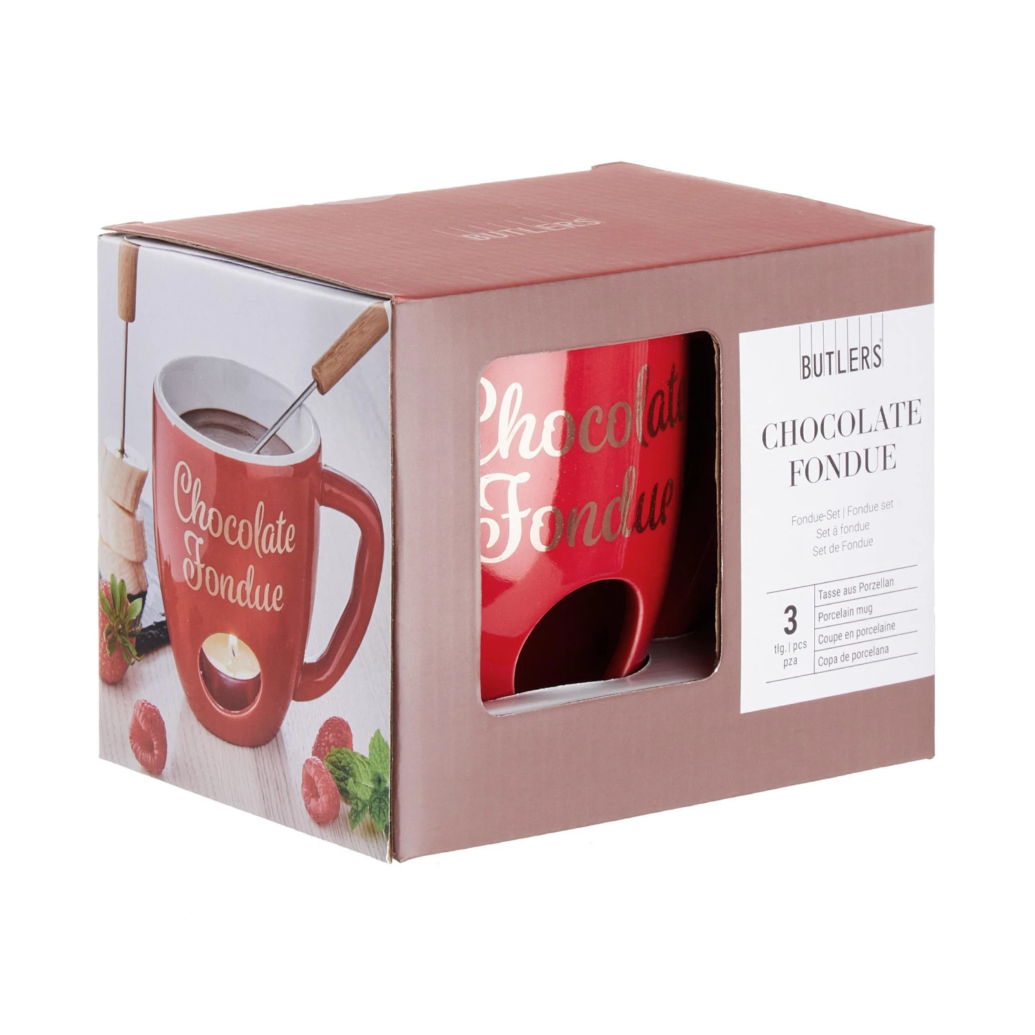Tasse Mit 2 Gabeln CHOCOLATE FONDUE In Rot 3 Tasse Mit 2 Gabeln CHOCOLATE FONDUE In Rot - Image 3