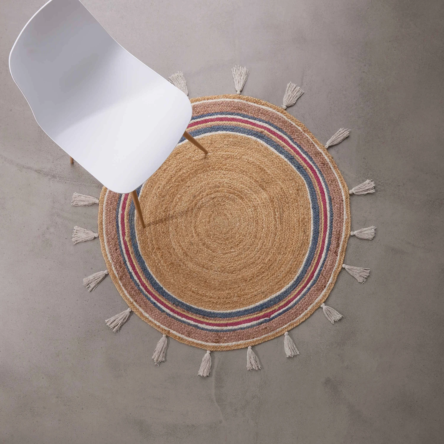 Teppich Rainbow Mit Quasten Ø110cm ALL NATURE In Natur-Bunt 2 Teppich Rainbow Mit Quasten Ø110cm ALL NATURE In Natur-Bunt - Image 2