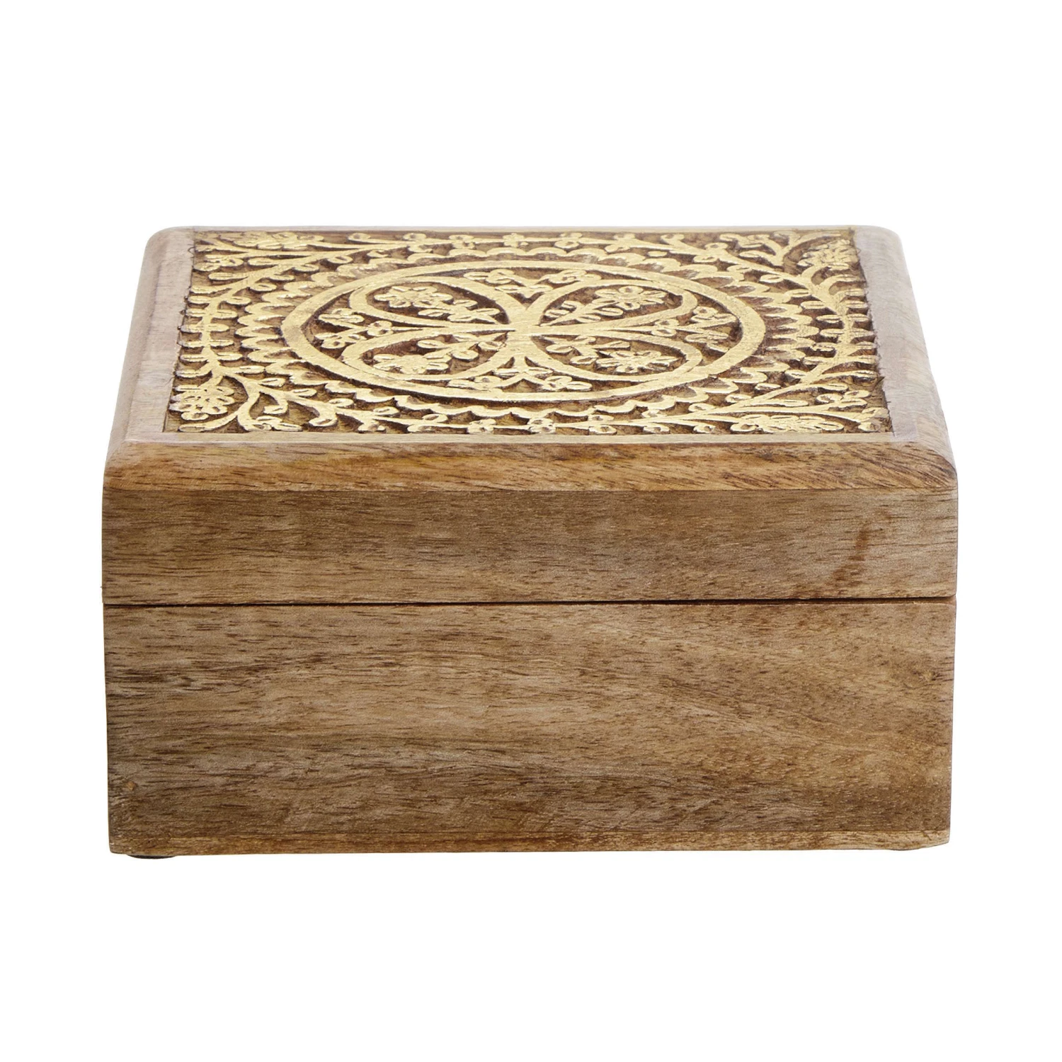 Truhe Mit Schnitzerei L 17 X B 17cm TREASURE In Hellbraun-Gold 2 Truhe Mit Schnitzerei L 17 X B 17cm TREASURE In Hellbraun-Gold - Image 2