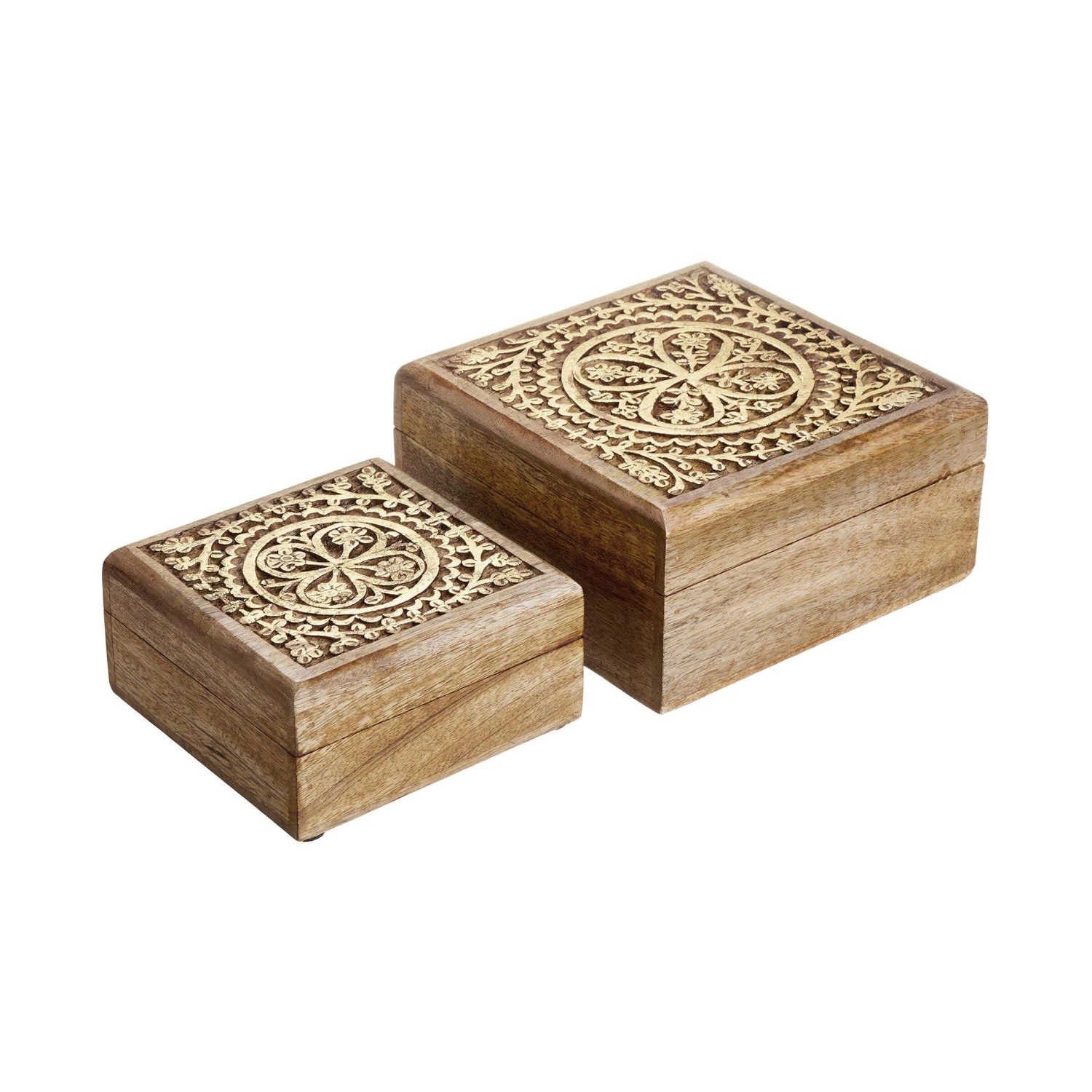 Truhe Mit Schnitzerei L 17 X B 17cm TREASURE In Hellbraun-Gold 6 Truhe Mit Schnitzerei L 17 X B 17cm TREASURE In Hellbraun-Gold - Image 6