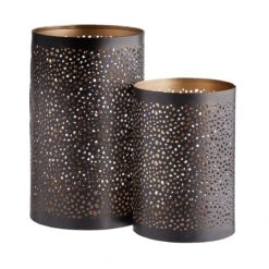 Windlicht-Set 2 Tlg. LUMINOUS In Schwarz-Gold