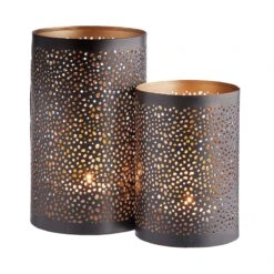 Windlicht-Set 2 Tlg. LUMINOUS In Schwarz-Gold -Butlers butlers windlicht set 2 tlg luminous in schwarz gold 3